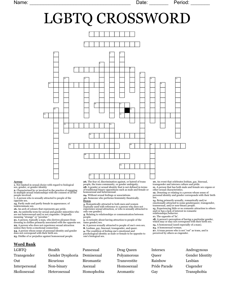 LGBTQ CROSSWORD WordMint
