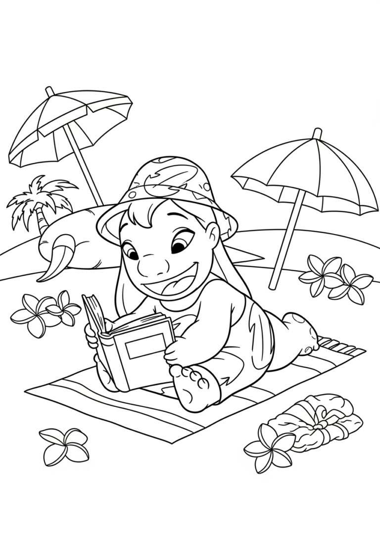 Lilo Relaxing Coloring Page Free Printable For Kids Lilo Relaxing Coloring Page Free Printable For Kids