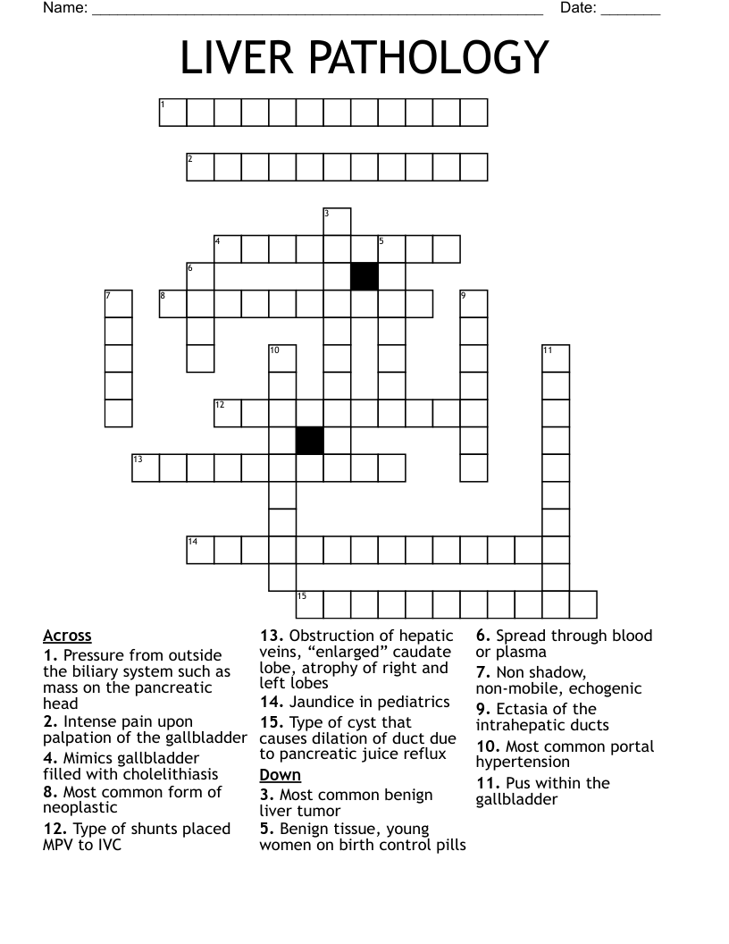 LIVER PATHOLOGY Crossword WordMint LIVER PATHOLOGY Crossword WordMint