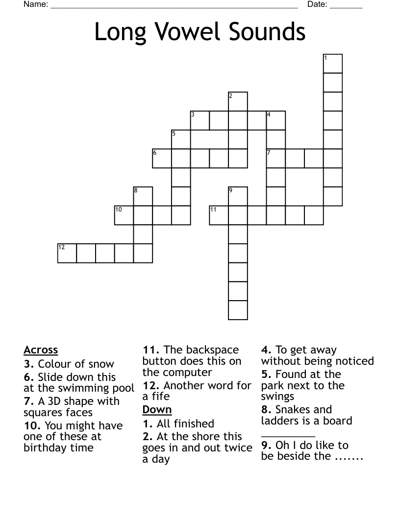 Long Vowel Sounds Crossword WordMint