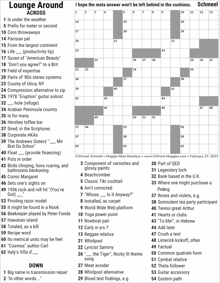 Lounge Around XWord Muggles Forum