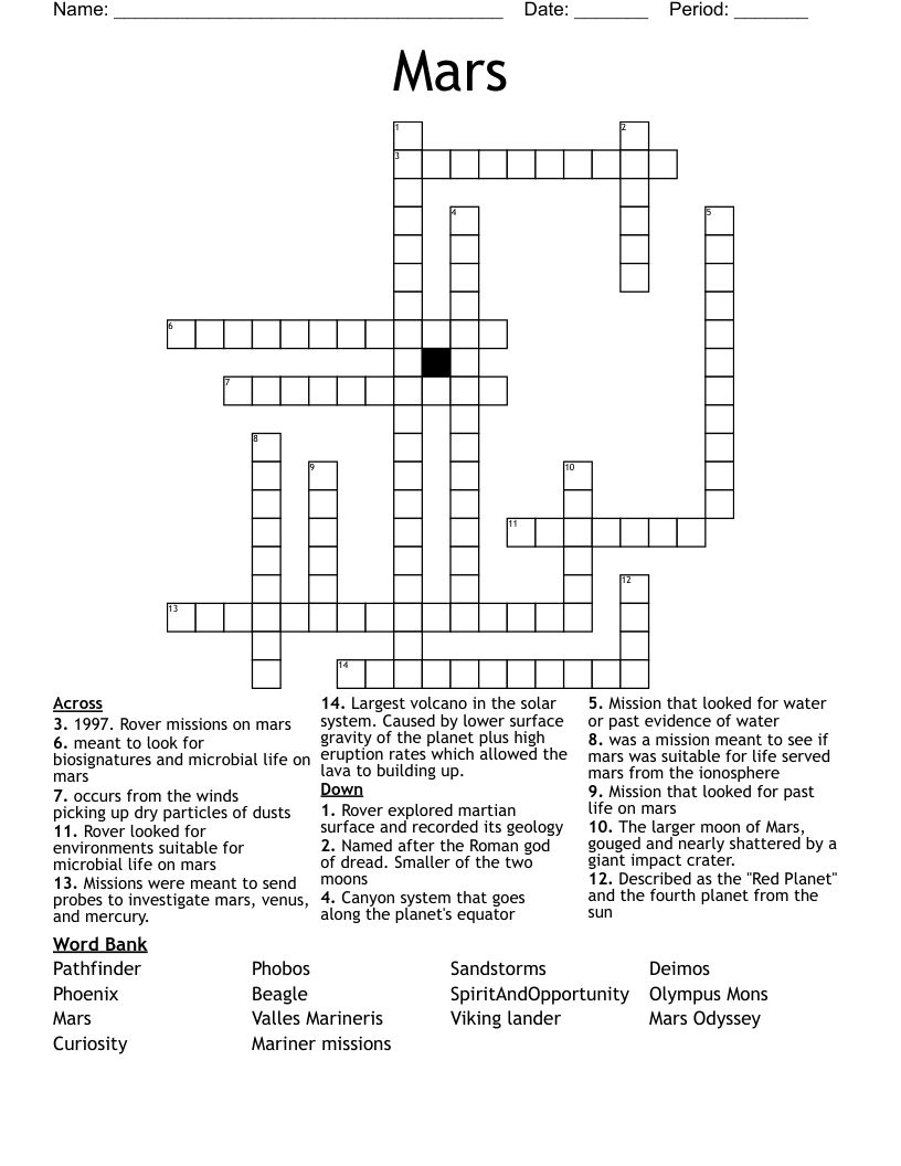 Mars Crossword WordMint