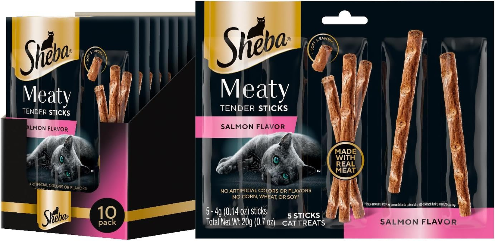 Meaty Tender Sticks Soft Cat Treats Salmon Flavor 0 14 Oz 5 Count Pack Of 10 EBay