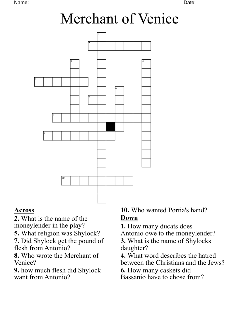 Merchant Of Venice Crossword WordMint