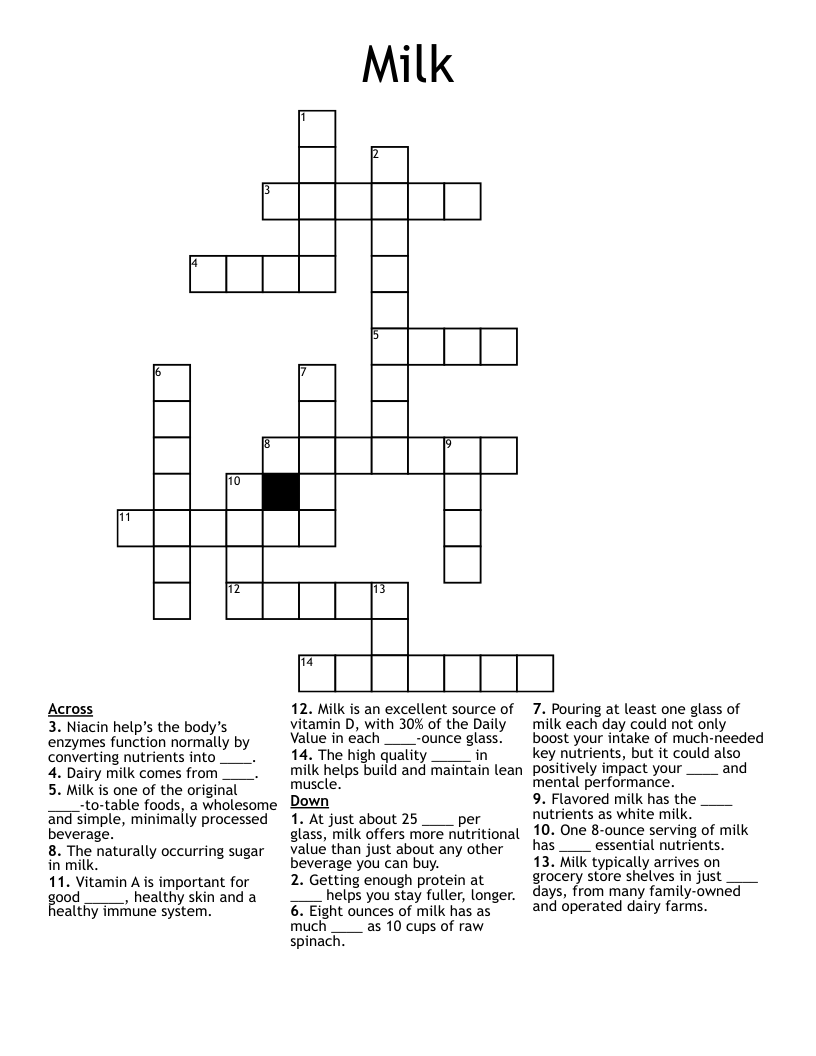Milk Crossword WordMint