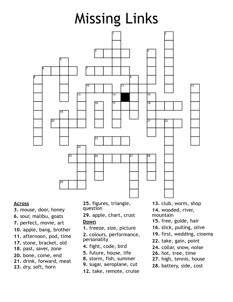 Missing Links Crossword WordMint