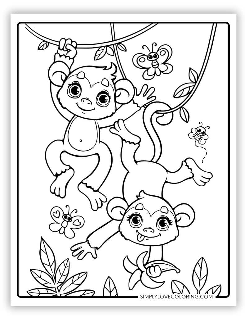 Monkey Coloring Pages Free PDF Printables Simply Love Coloring Monkey Coloring Pages Free PDF Printables Simply Love Coloring