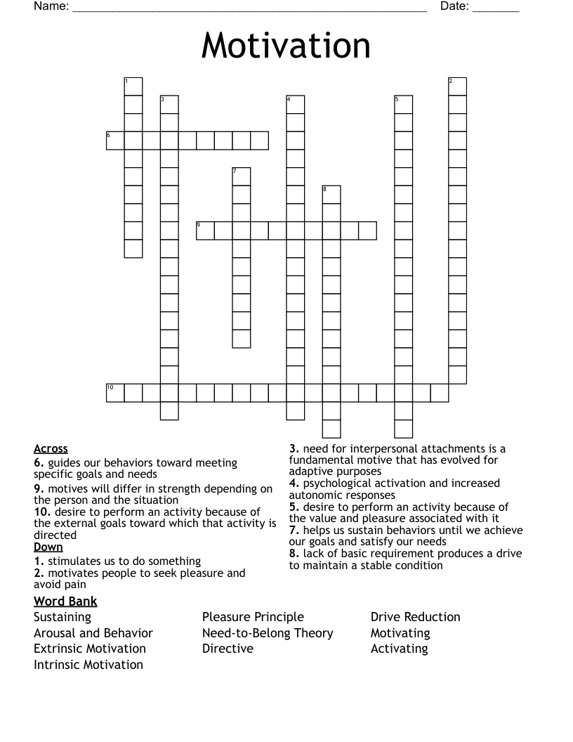 Motivation Crossword WordMint