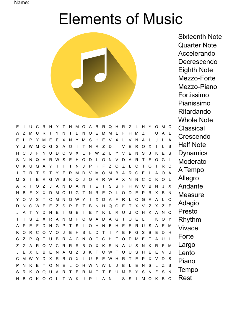 MUSIC NOTE CROSSWORD WordMint