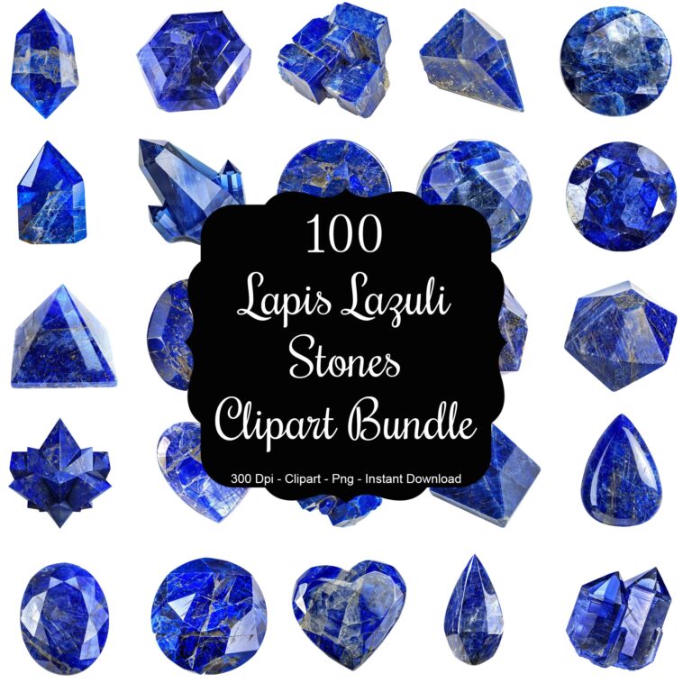 Mystic Azure 100 Lapis Lazuli Stones Clipart Bundle Etsy