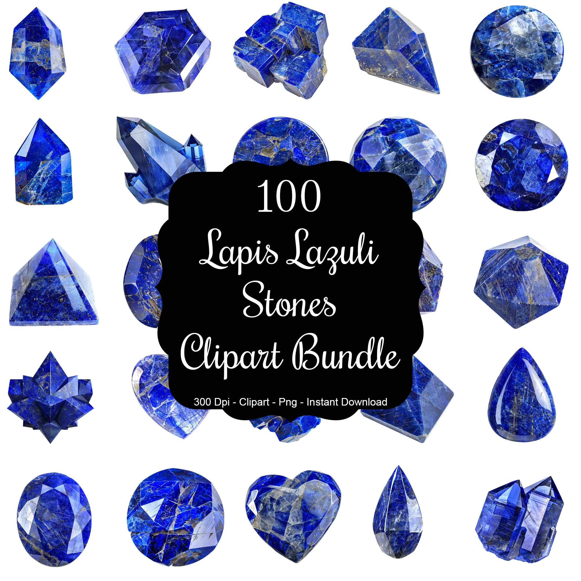 Mystic Azure 100 Lapis Lazuli Stones Clipart Bundle Etsy