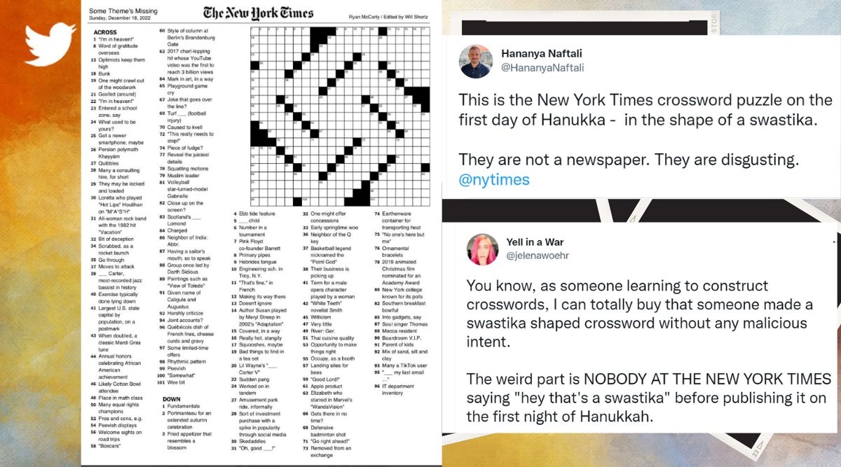 Netizens Call Out New York Times For Publishing Crossword Design Resembling Swastika Paper Responds Trending News The Indian Express