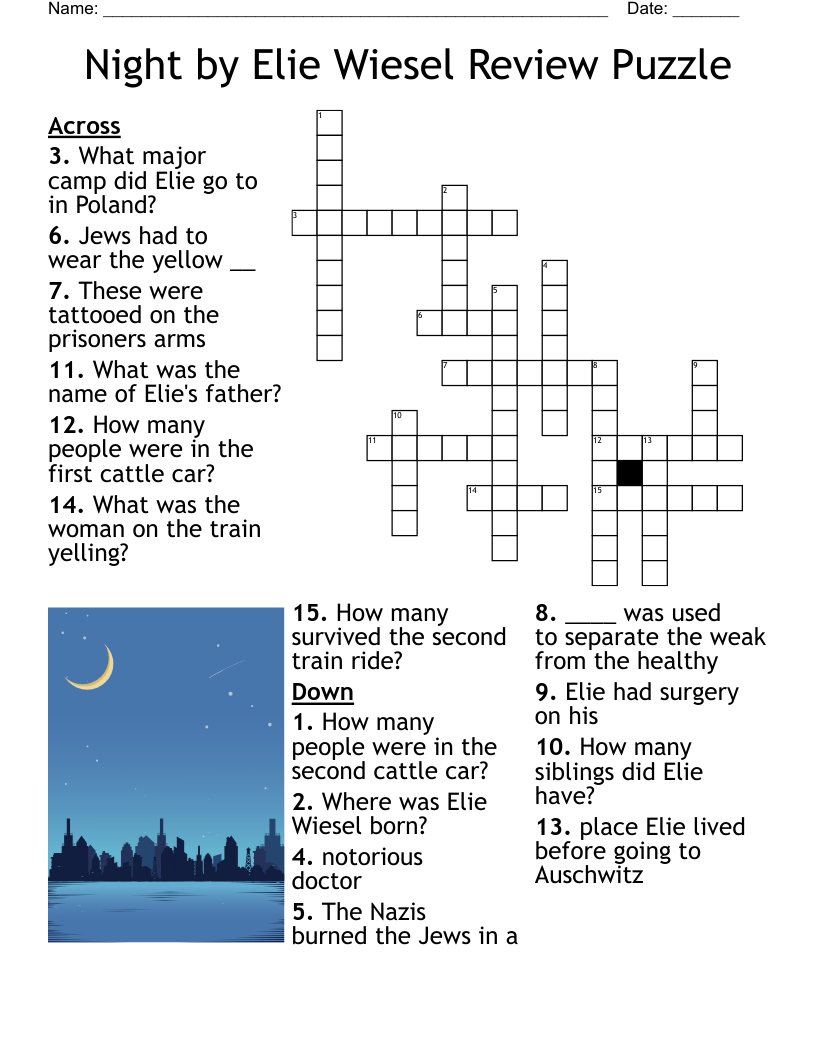 NIGHT CHARACTERS Crossword WordMint