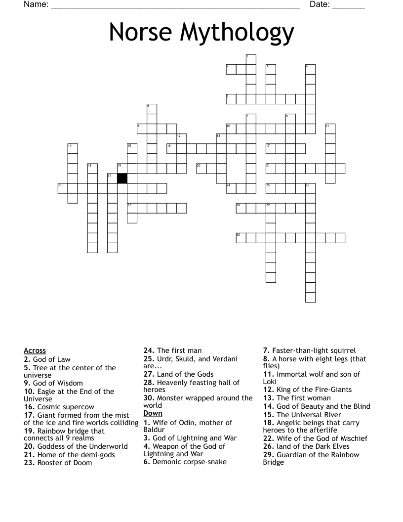 Norse Mythology Crossword WordMint