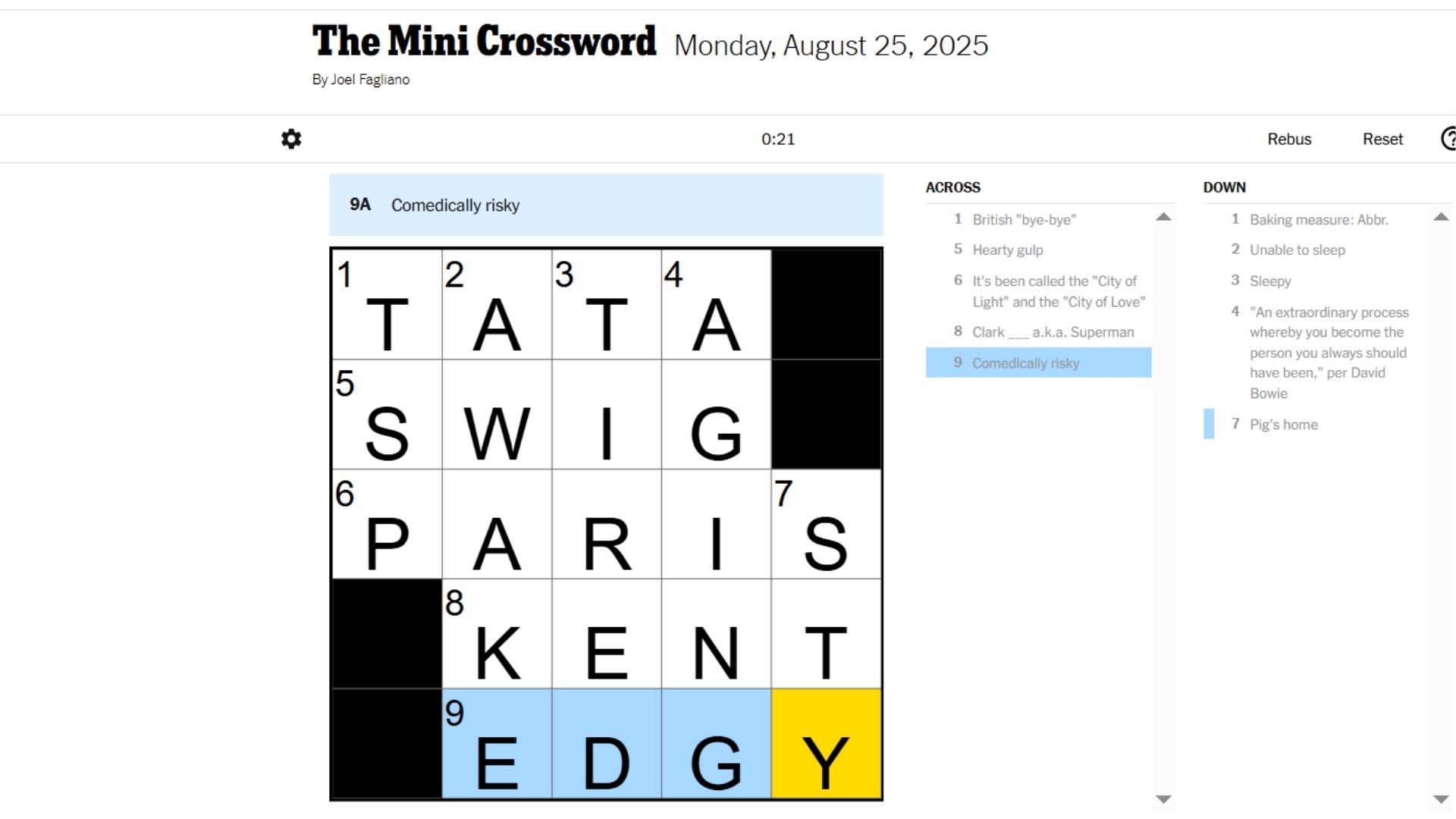 nyt mini crossword today
