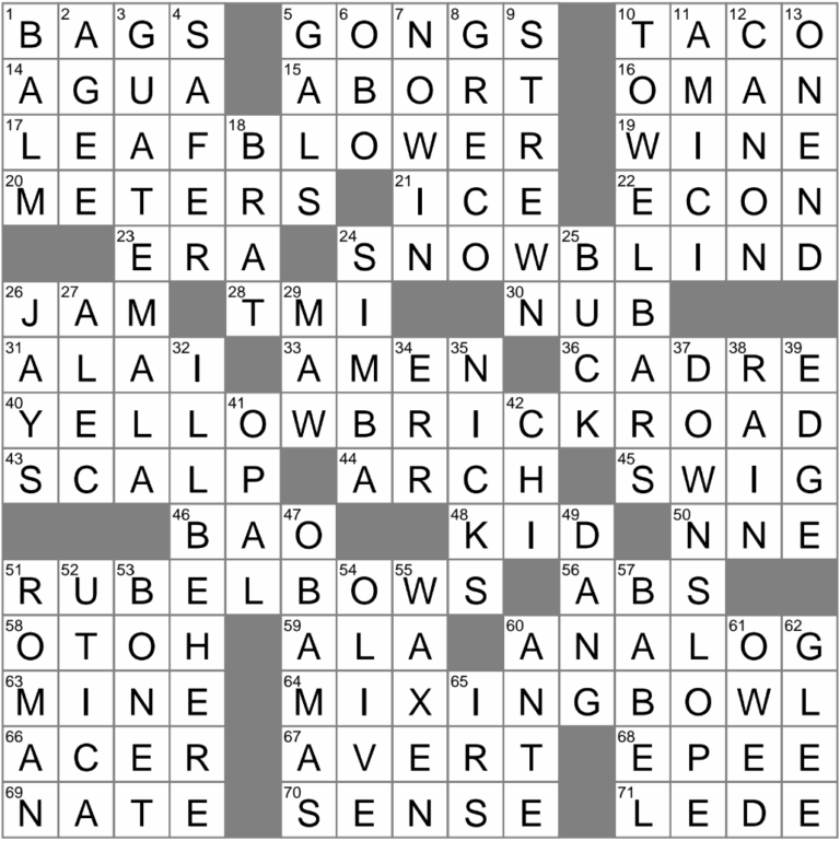 Officially Accepted Works Crossword Clue Archives LAXCrossword