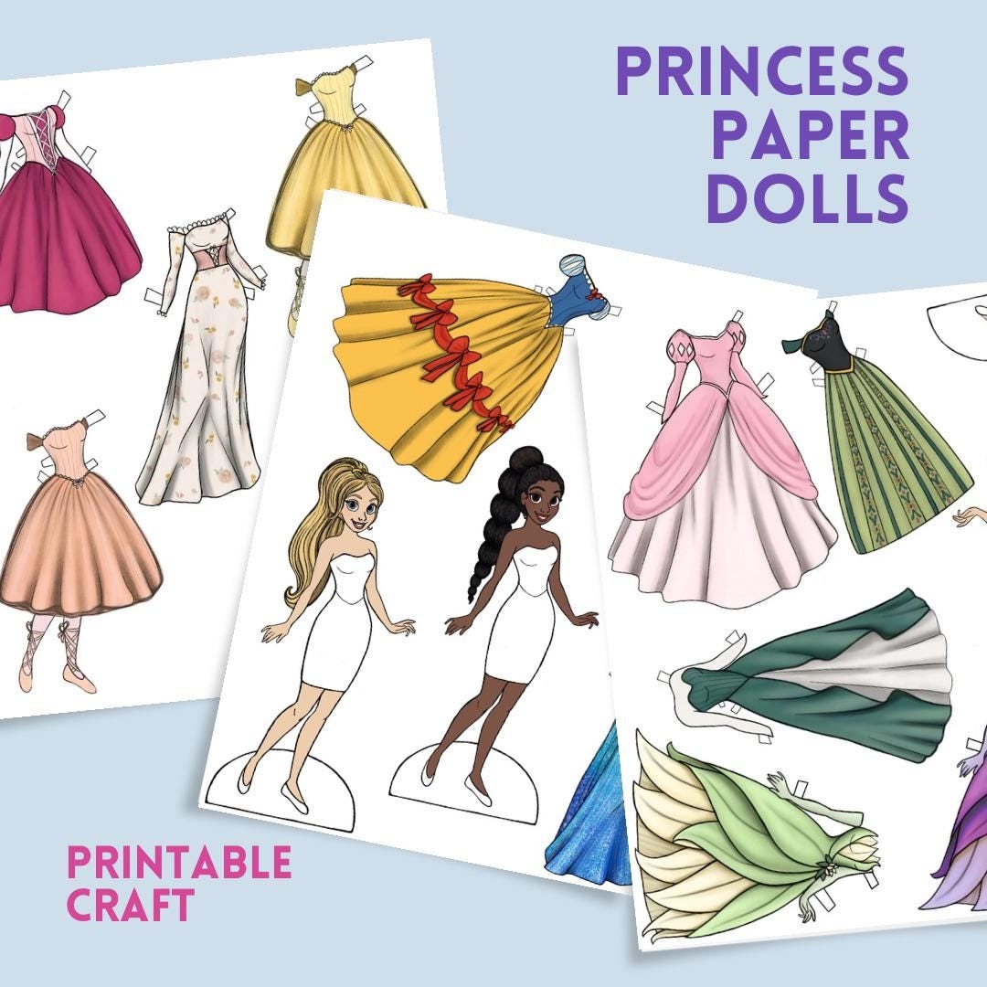 Paper Doll Princess Dress Up Printable DIY Craft For Kids Cut And Play Activity Instant Download Bundle Fairytale Fun Crafting Gift Etsy