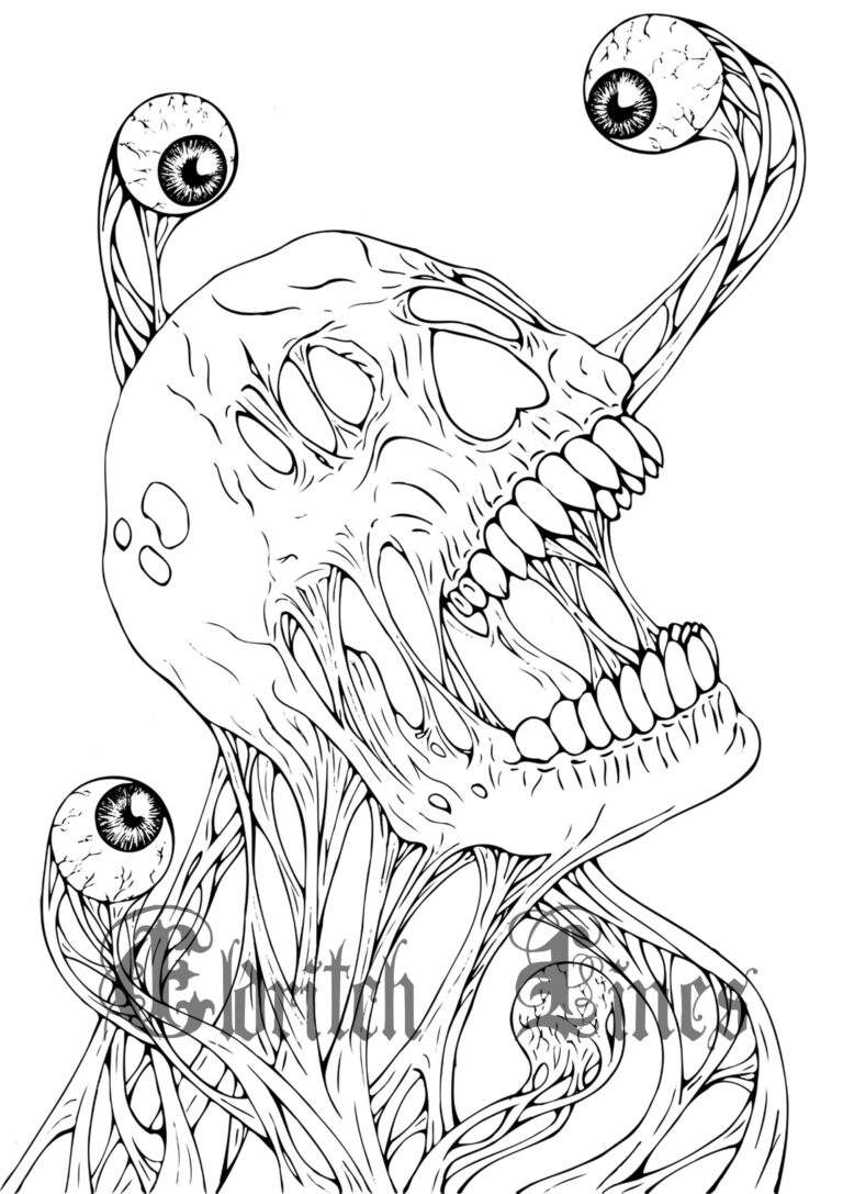 Paranoia Printable Horror Adult Coloring Page Lineart DIGITAL DOWNLOAD PDF File Etsy Israel