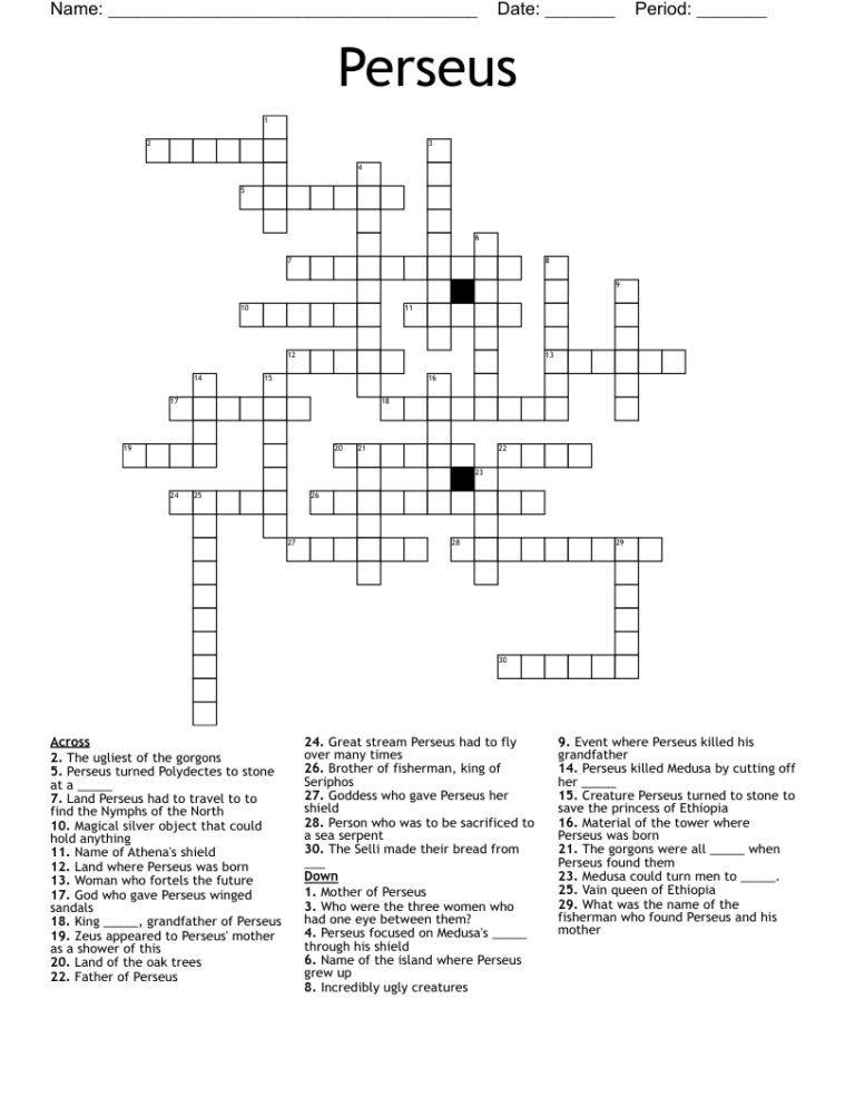 Perseus Crossword WordMint