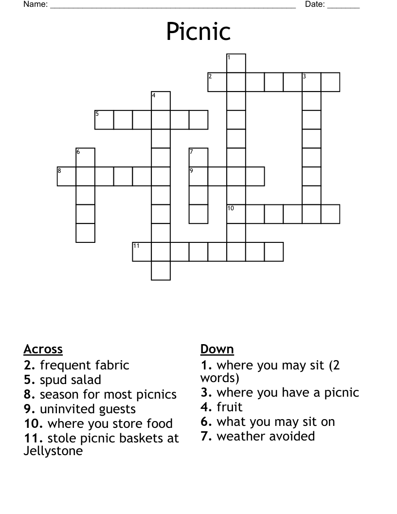 Picnic Crossword WordMint Picnic Crossword WordMint