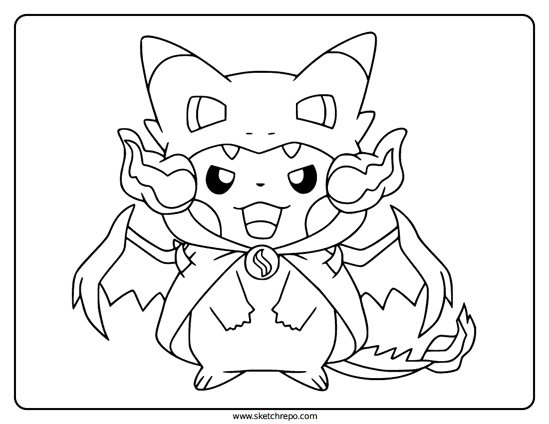 Pikachu Mega Charizard X Coloring Page Sketch Repo