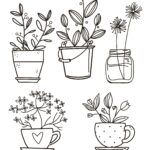 Plant Coloring Pages coloring Page Downloadable Coloring Page adult Coloring printable Plant Coloring Pages relaxing Coloring easy To Color Etsy