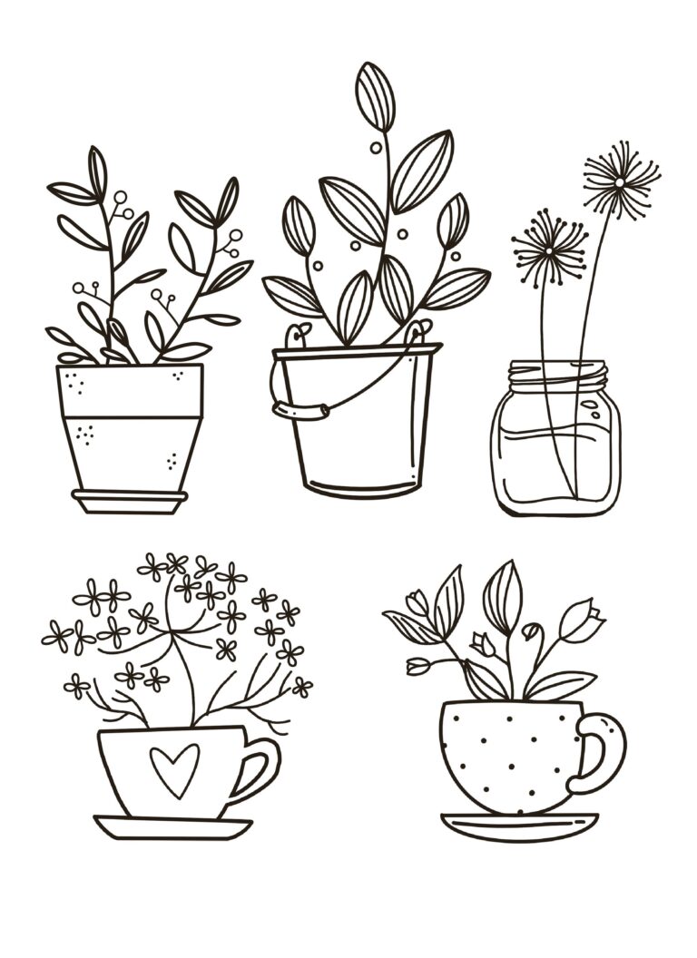 Plant Coloring Pages coloring Page Downloadable Coloring Page adult Coloring printable Plant Coloring Pages relaxing Coloring easy To Color Etsy