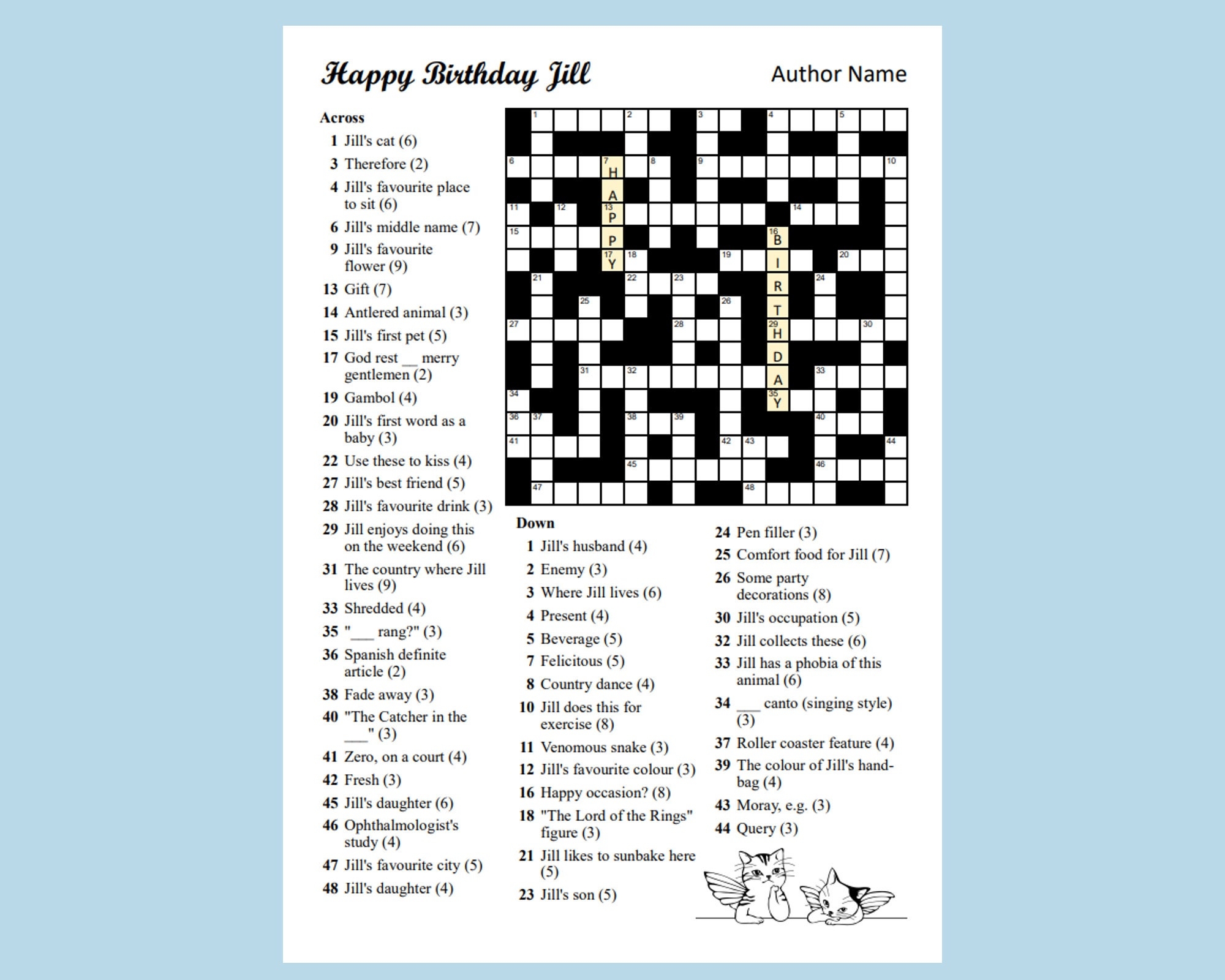 Printable CUSTOM CROSSWORD Puzzle Birthday Gift PDF Crossword Puzzles Activity Sheet Custom Puzzles Crossword Personalized Crossword Etsy