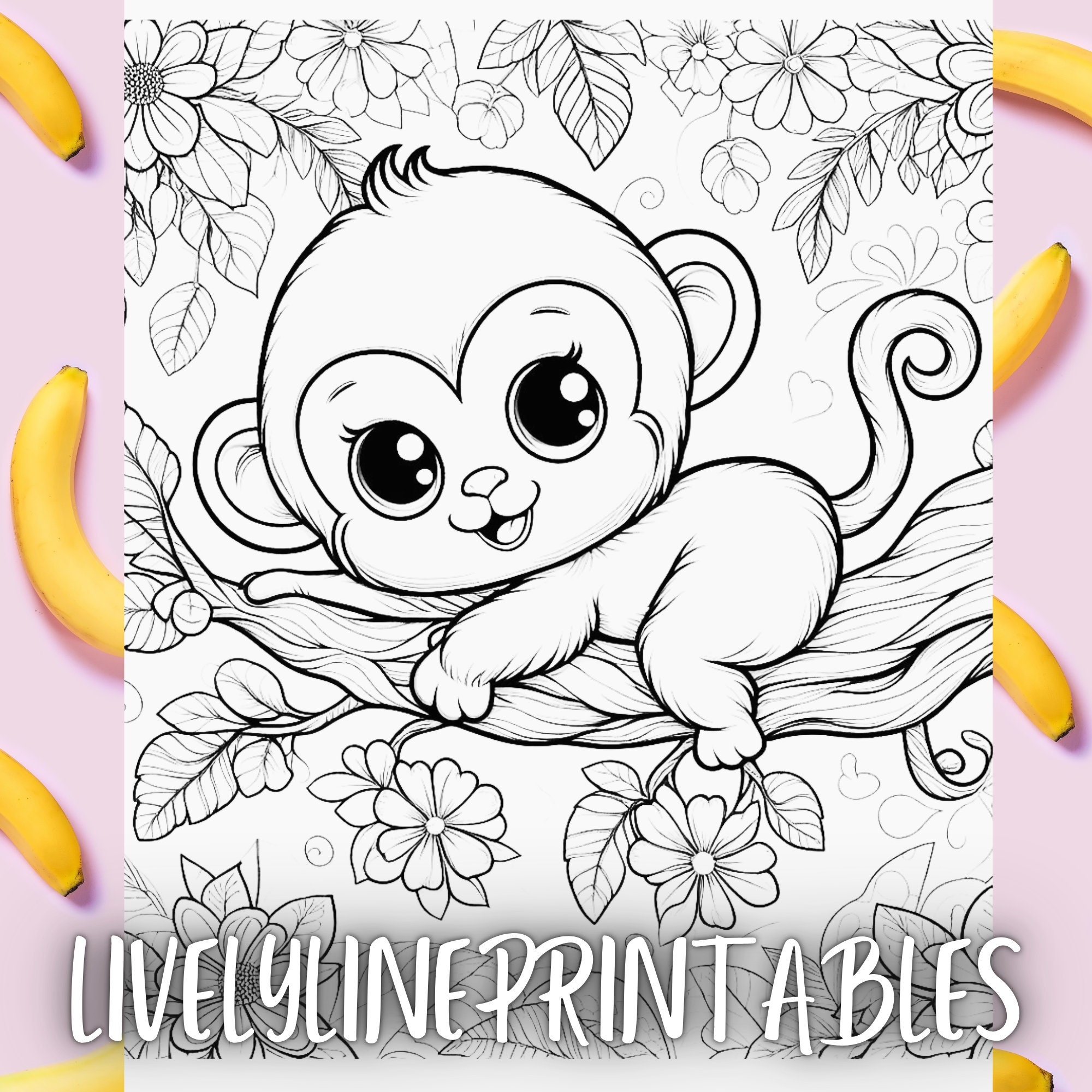 Printable Monkey Coloring Pages Collection Of 12 Cute Monkeys Kids Coloring Sheets Instant Download Big eyed Animal Etsy Printable Monkey Coloring Pages Collection Of 12 Cute Monkeys Kids Coloring Sheets Instant Download Big eyed Animal Etsy