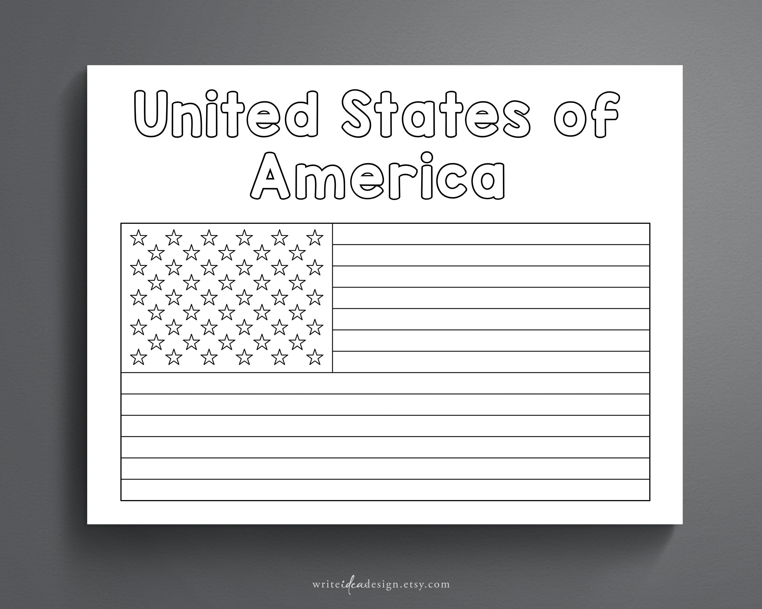 Printable USA Flag Coloring Page American Flag Coloring Page United States Flag Coloring Page USA Flag Activity Etsy