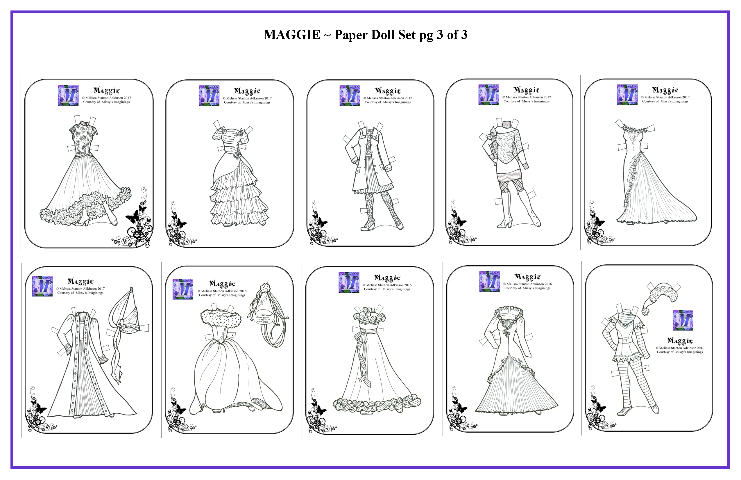 printable paper dress kit coloring