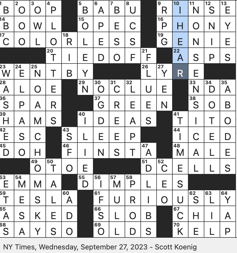 Rex Parker Does The NYT Crossword Puzzle Hindu Mr WED 9 27 23 Steamed Classic Simpsons Sketch Eponym Of A Popular Vodka Brand On Vacation In Work Calendar Shorthand 