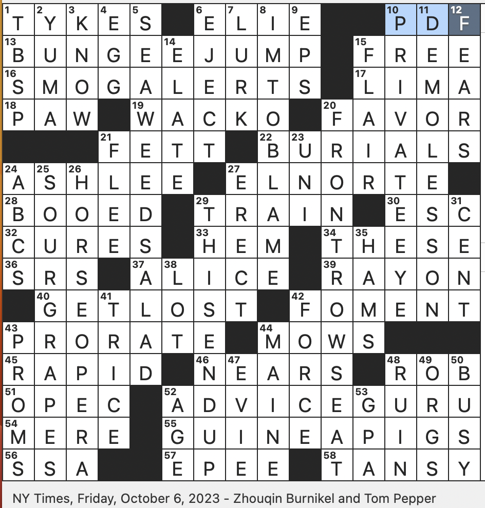 Rex Parker Does The NYT Crossword Puzzle Movie With Saloon Fights Colloquially FRI 10 6 23 Bit Of Biodata Nikki Reed s Role In The 2003 Film Thirteen Friction To A