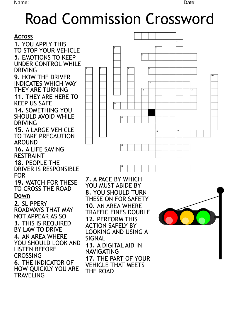 Road Commission Crossword WordMint