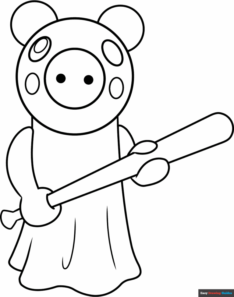 Roblox Piggy Coloring Page Easy Drawing Guides