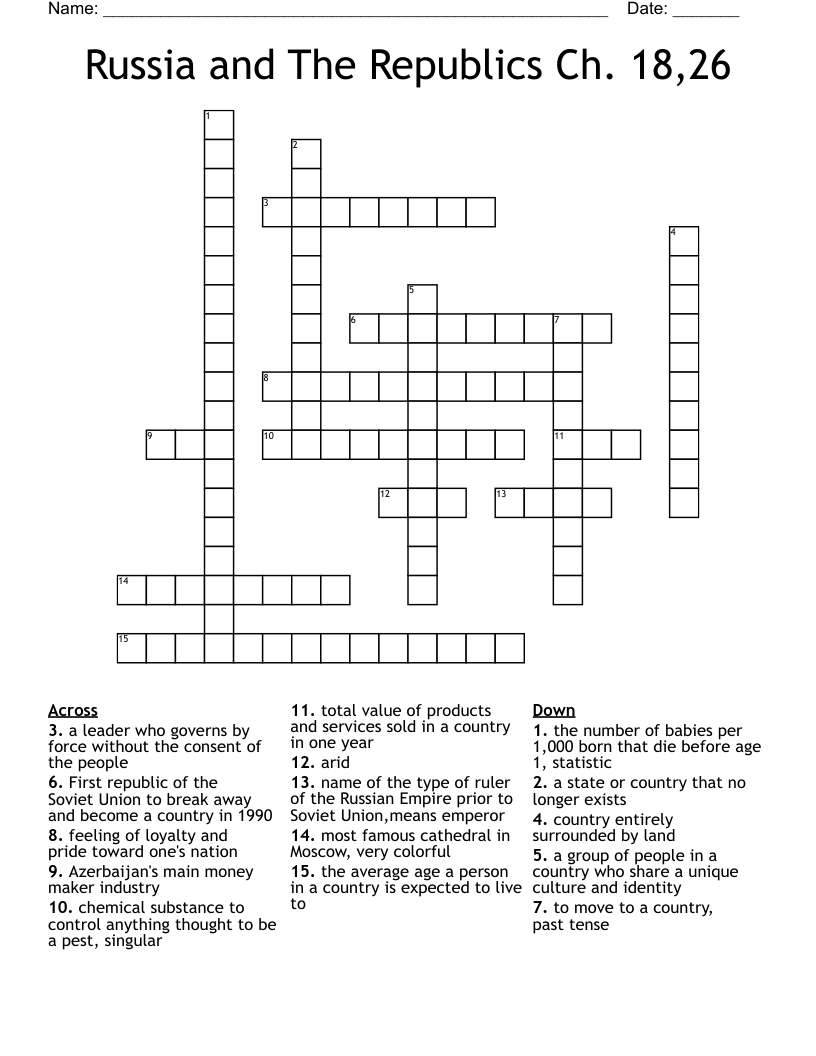 Russia And The Republics Ch 18 26 Crossword WordMint