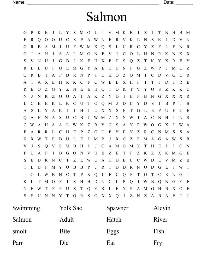 Salmon Word Search WordMint