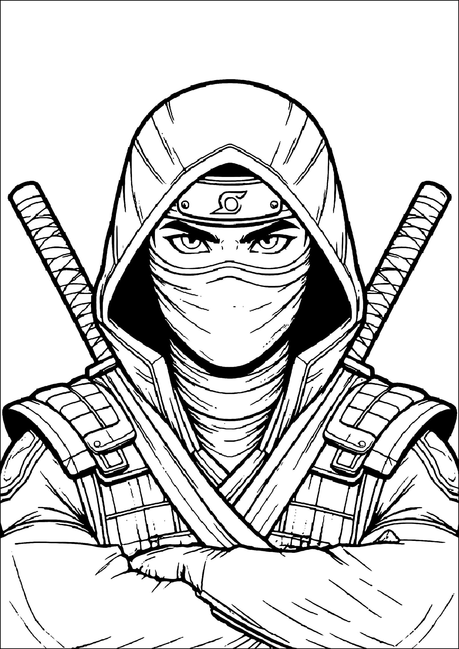 Sharp eyed Ninja With Two Nunchakus Ninja Coloring Pages