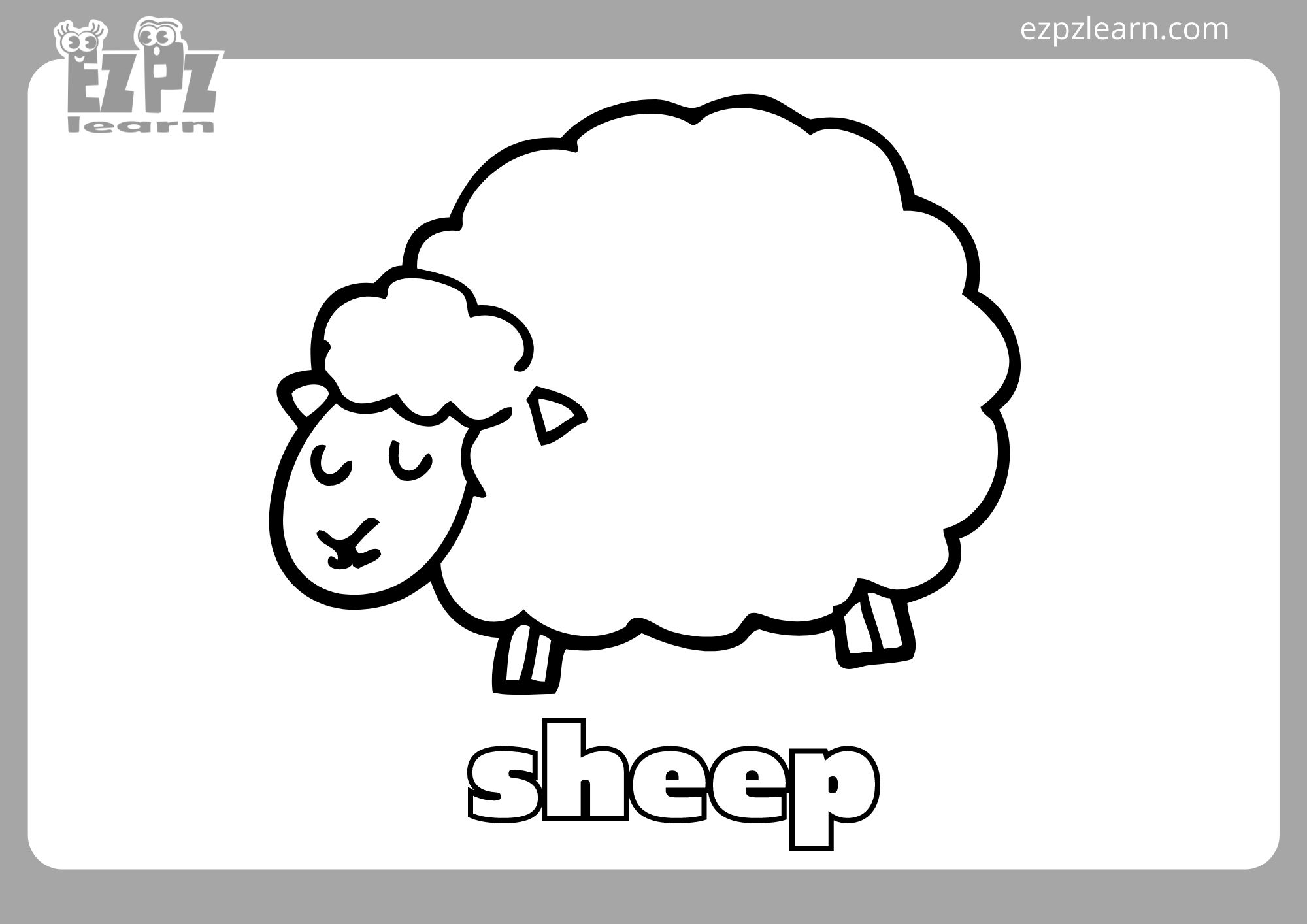 Sheep Flashcard Coloring Page For Kindergarten And Preschool Students Ezpzlearn Sheep Flashcard Coloring Page For Kindergarten And Preschool Students Ezpzlearn