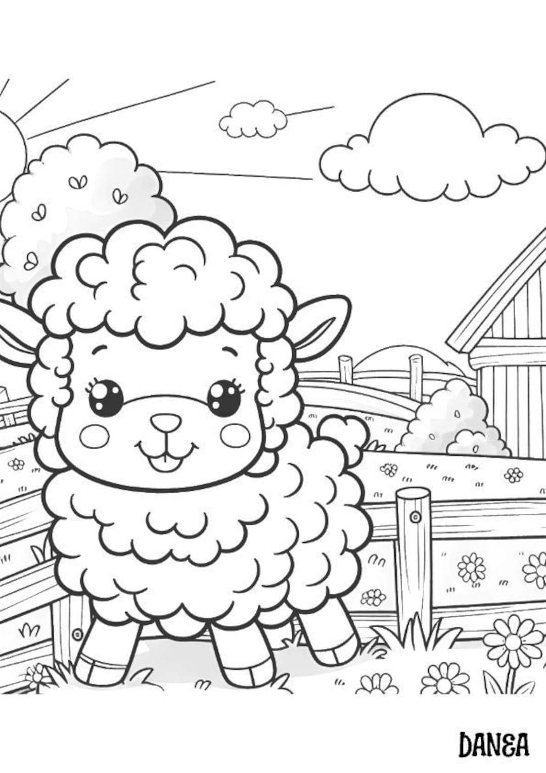 Sheep On Her Farm Coloring Page Kids Printable Coloring Page Farm Animals Coloring Page Etsy Sheep On Her Farm Coloring Page Kids Printable Coloring Page Farm Animals Coloring Page Etsy