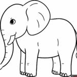 Simple Elephant Coloring Page Easy Drawing Guides