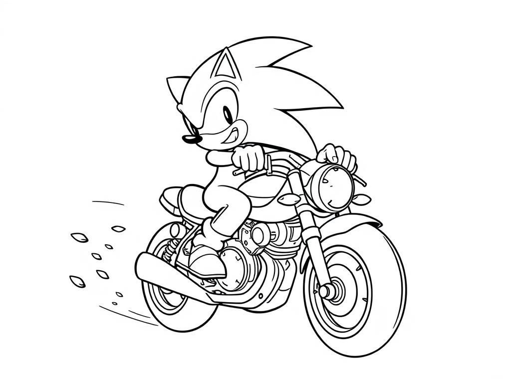 Sonic The Hedgehog Motorcycle Coloring Page Free Printable Coloring Page