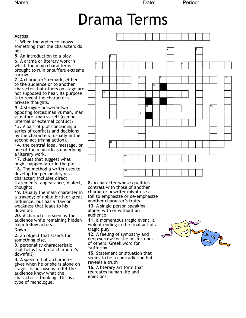 Sophomore Final Exam Literary Terms Review Crossword WordMint