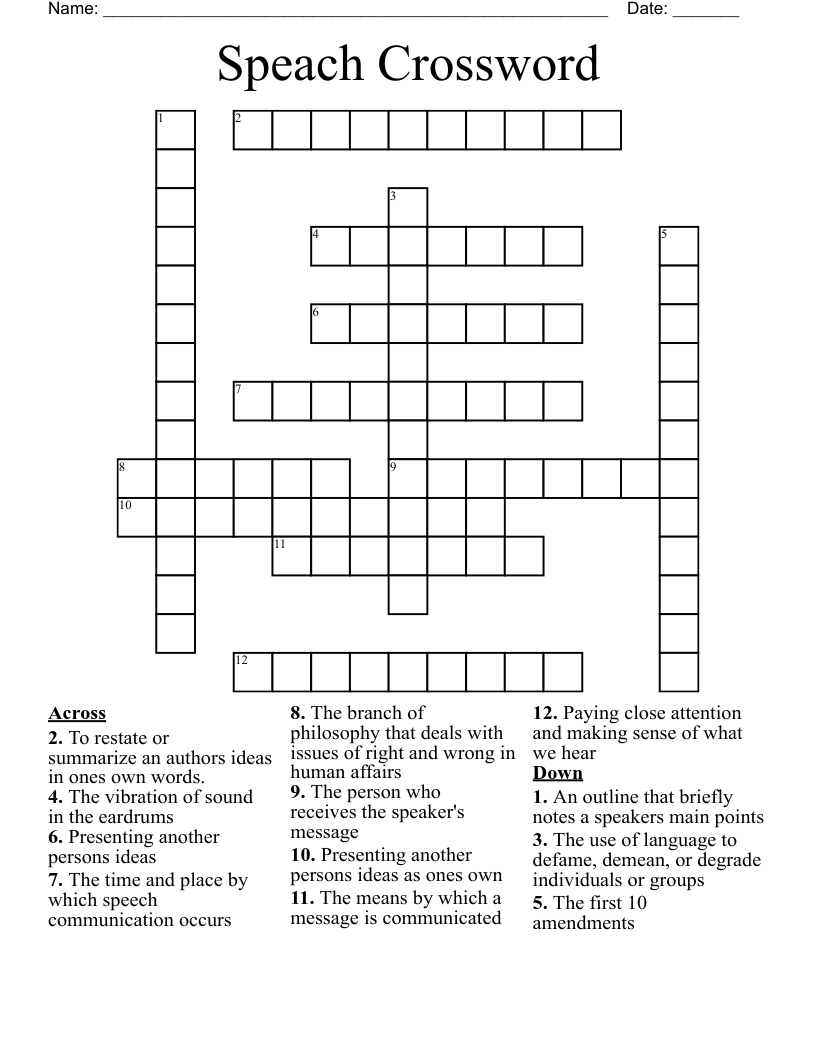 Speach Crossword WordMint