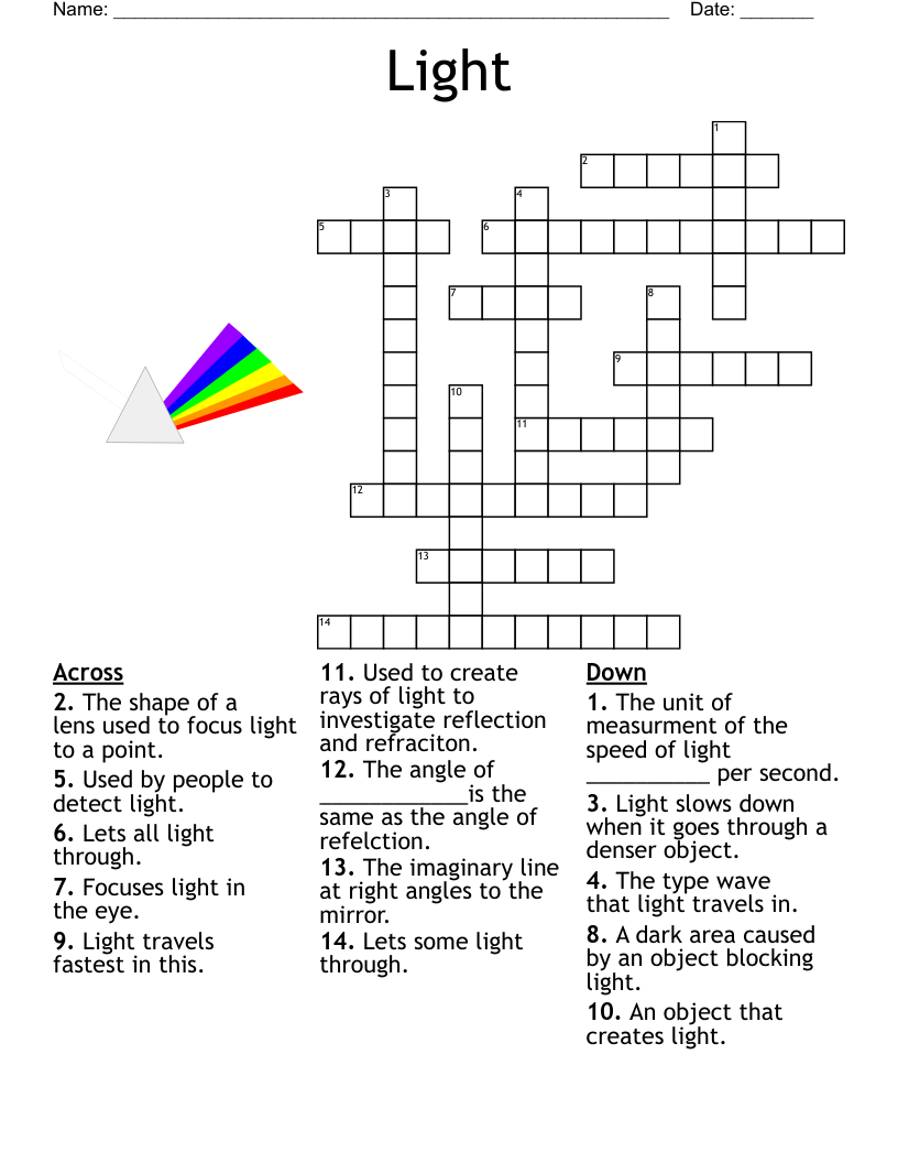 Special Senses Eyes Crossword WordMint