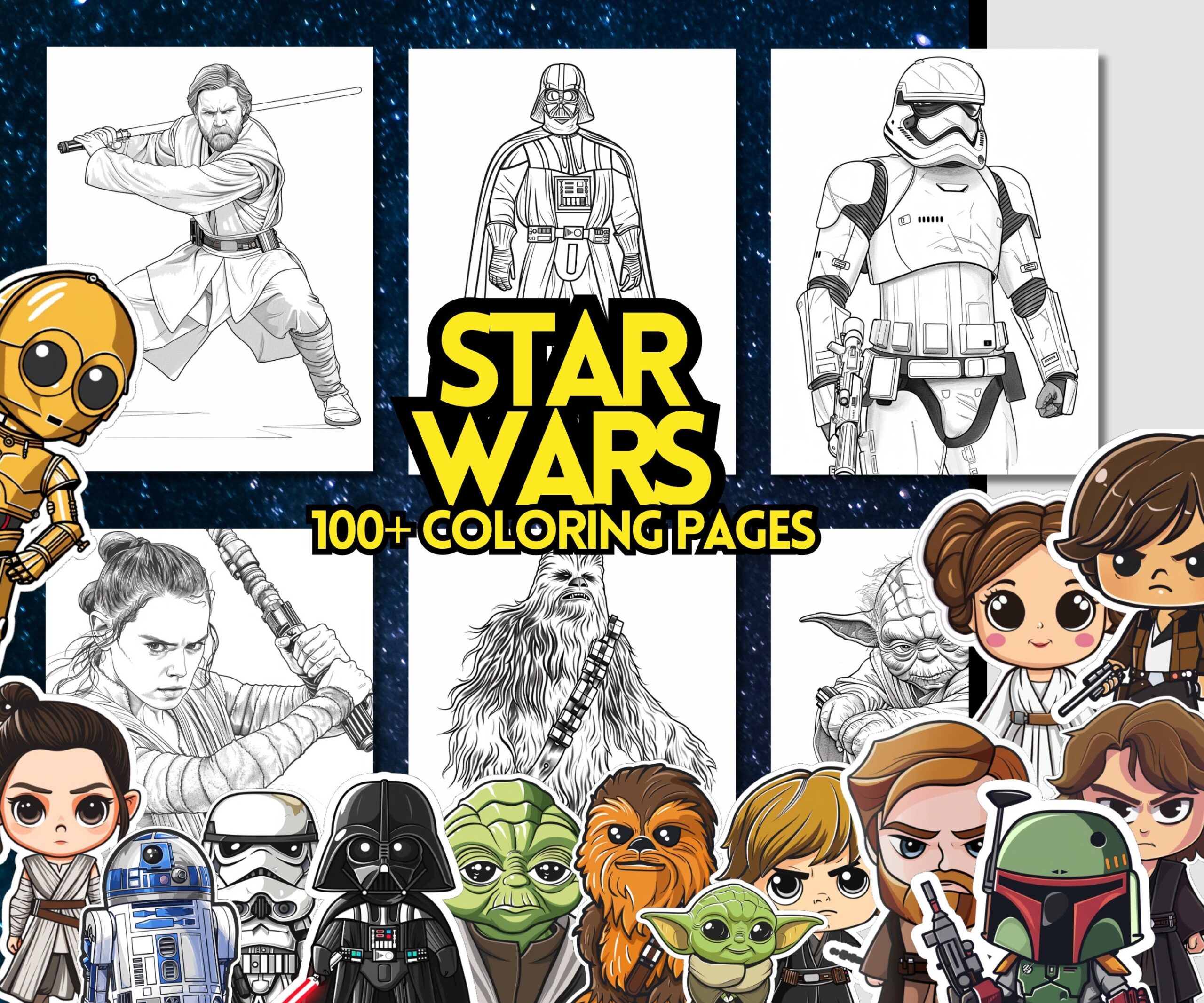 Star Wars Coloring Pages 100 Coloring Sheets Star Wars Characters Kids And Adults Coloring Pages Darth Vader Anakin Skywalker And More Etsy Star Wars Coloring Pages 100 Coloring Sheets Star Wars Characters Kids And Adults Coloring Pages Darth Vader Anakin Skywalker And More Etsy