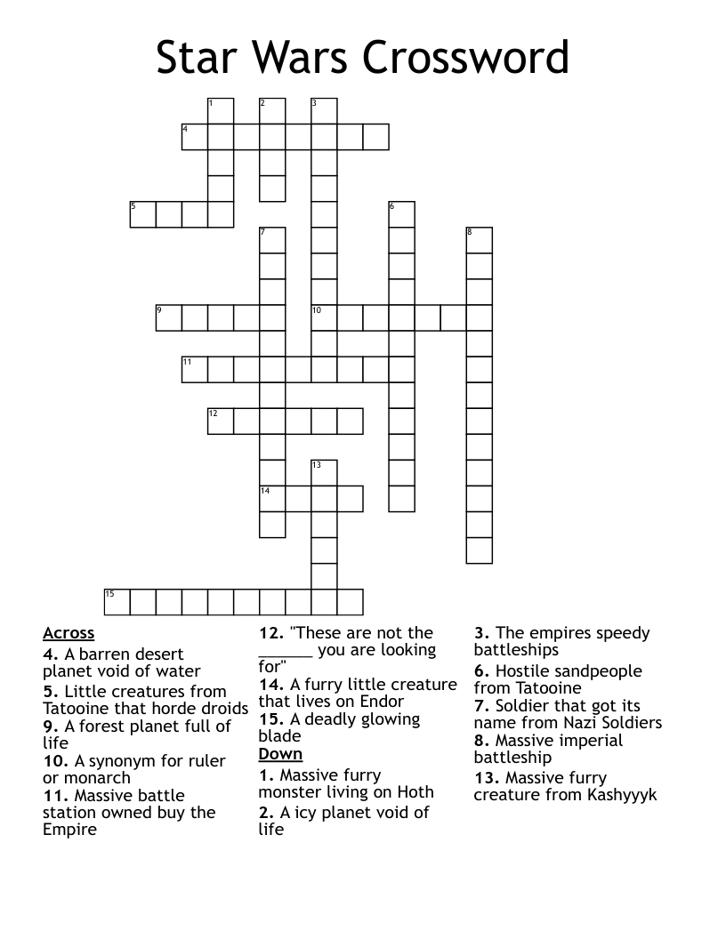 Star Wars Crossword WordMint