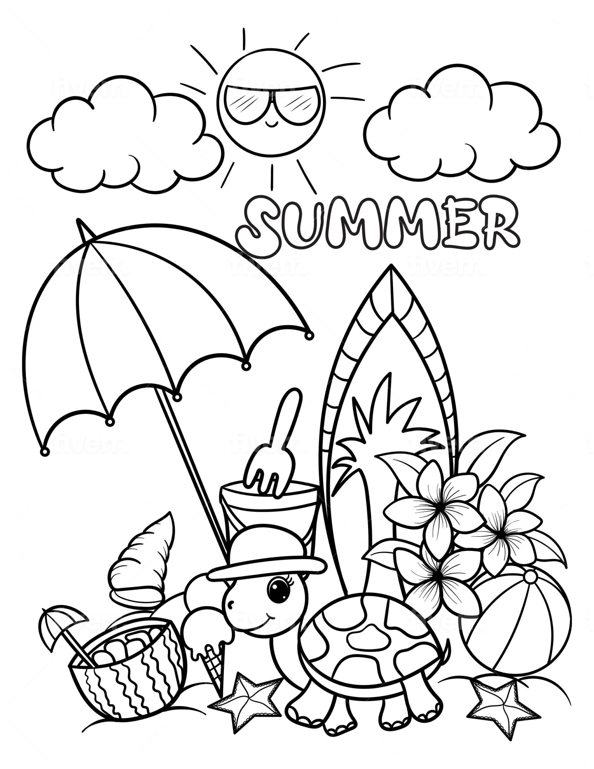 Summer Season Coloring Sheet Etsy Summer Season Coloring Sheet Etsy