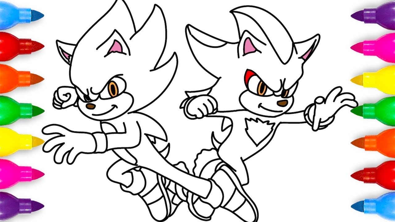 Super Sonic And Super Shadow Coloring Page Sonic The Hedgehog 3 Movie YouTube