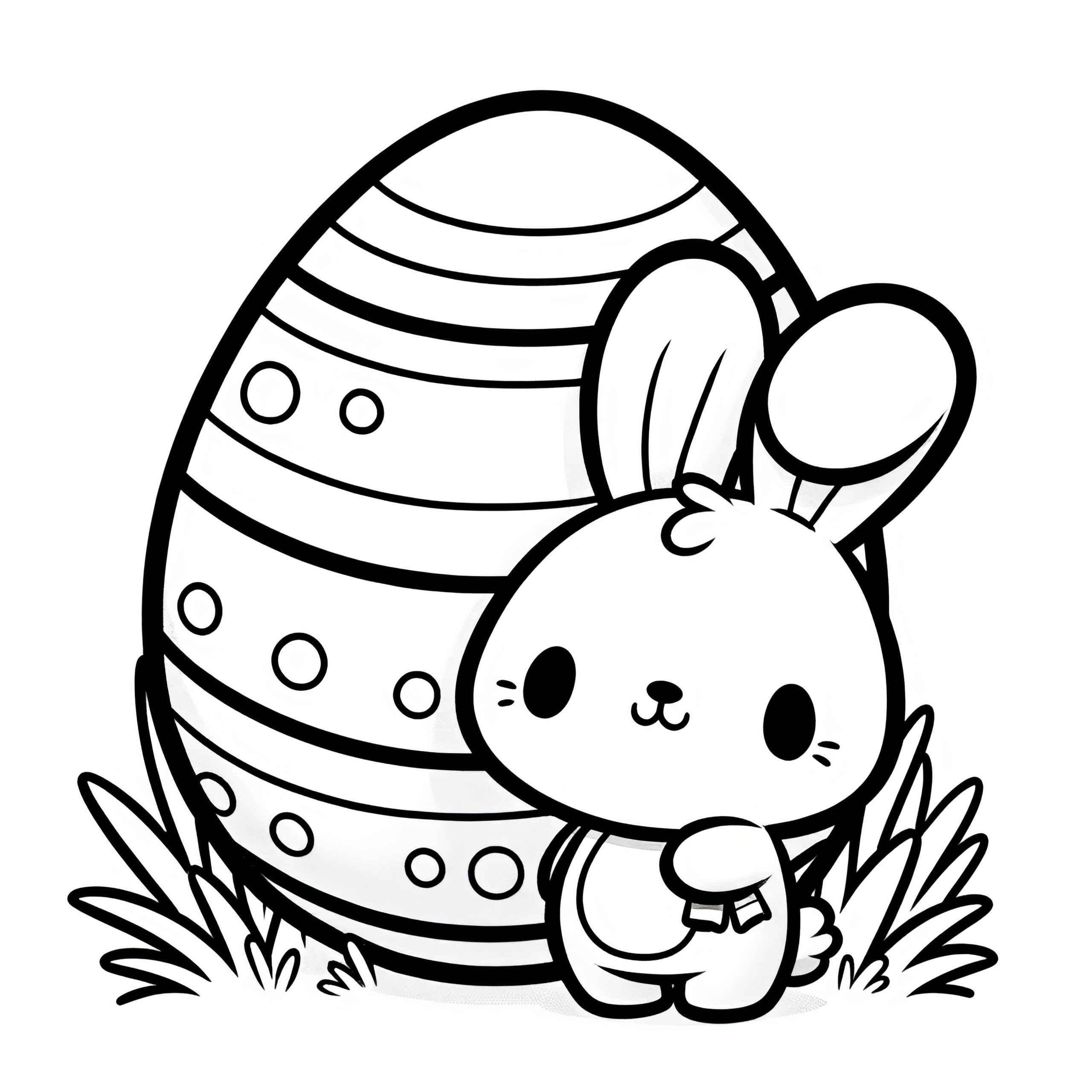 Sweet Easter Bunny With A Huge Easter Egg Simple Coloring Page Free  Sweet Easter Bunny With A Huge Easter Egg Simple Coloring Page Free